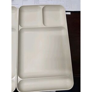 2 VTG TUPPERWARE DIVIDED SERVING LUNCH FOOD TRAY 1535-5 ALMOND CAMPING PICNIC RV